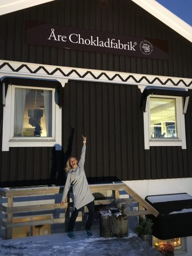 Of course, we HAD to stop at the Chocolate factory in Åre! (photo from my Mom)
