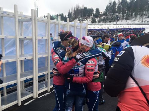 Team huddle after the relay (photo from Zuzana Rogers)